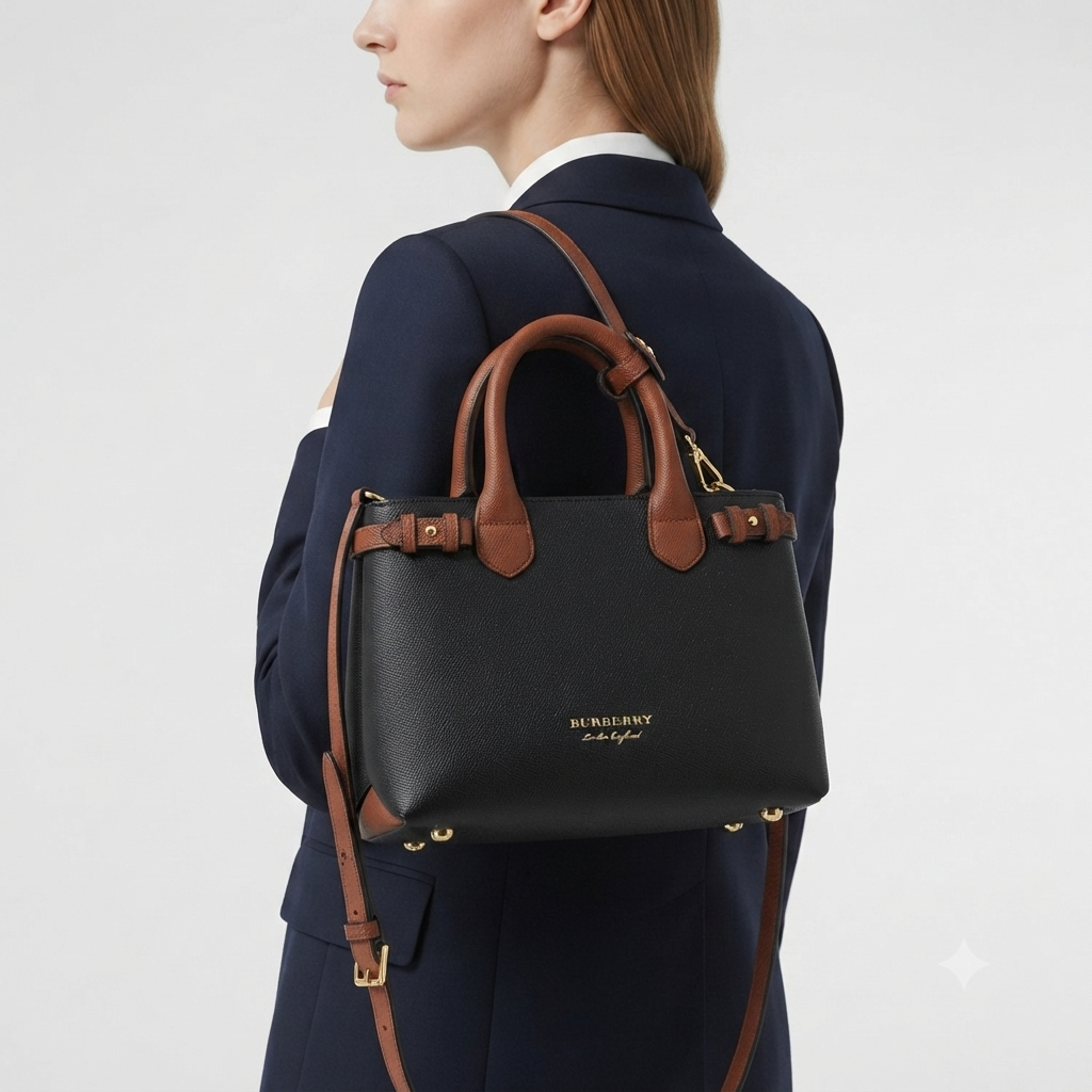 Burberry Two Tone Structured Handbag