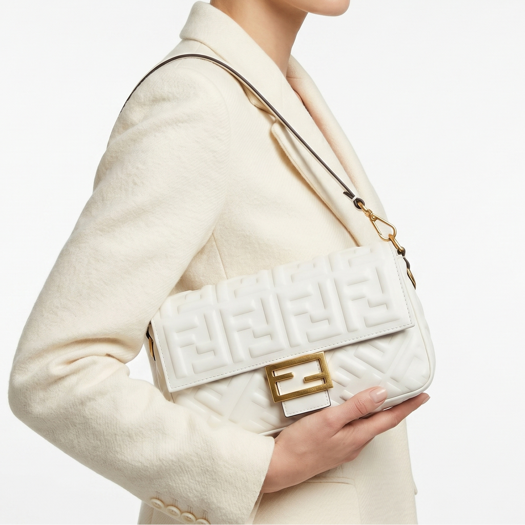 Fendi: White & Brown Signature Bag 👜🤍🤎