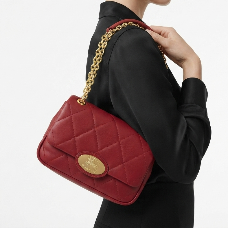 Butnerry Quilted Chain Shoulder Bag with Gold Hardware