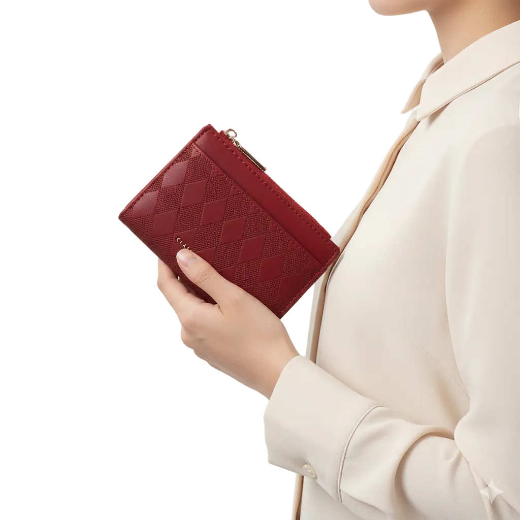 Classic & Modern Diamond Quilted Red Card Holder Wallet 💎❤️✨