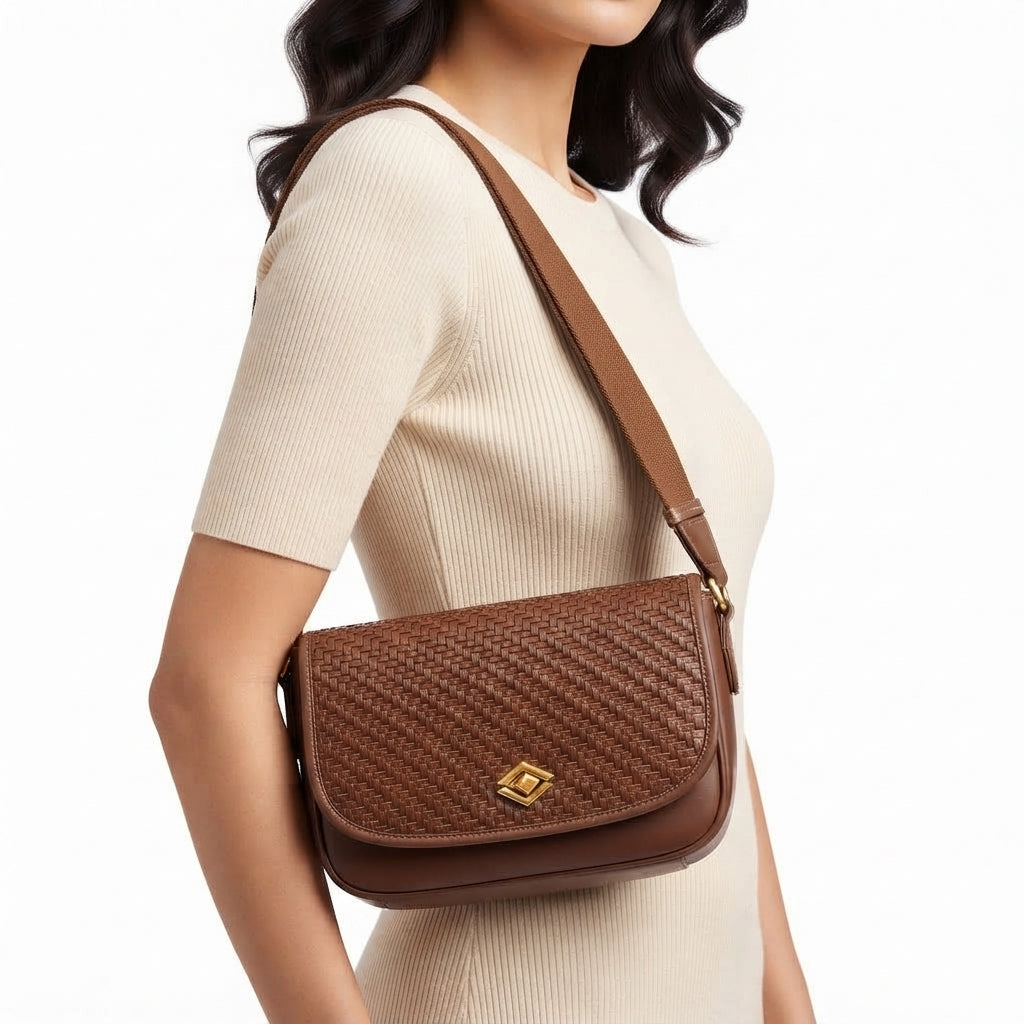 David Jones Woven Texture Crossbody Bag