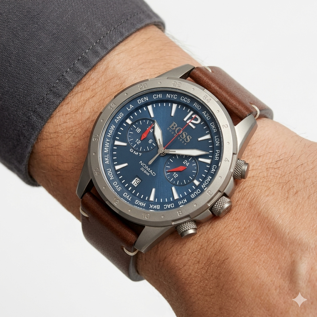 Boss Brown Leather Watch ⌚ Silver Accents ⏱️