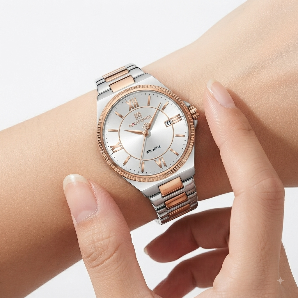 NAVIFORCE Two-Tone Stainless Steel Analog Watch