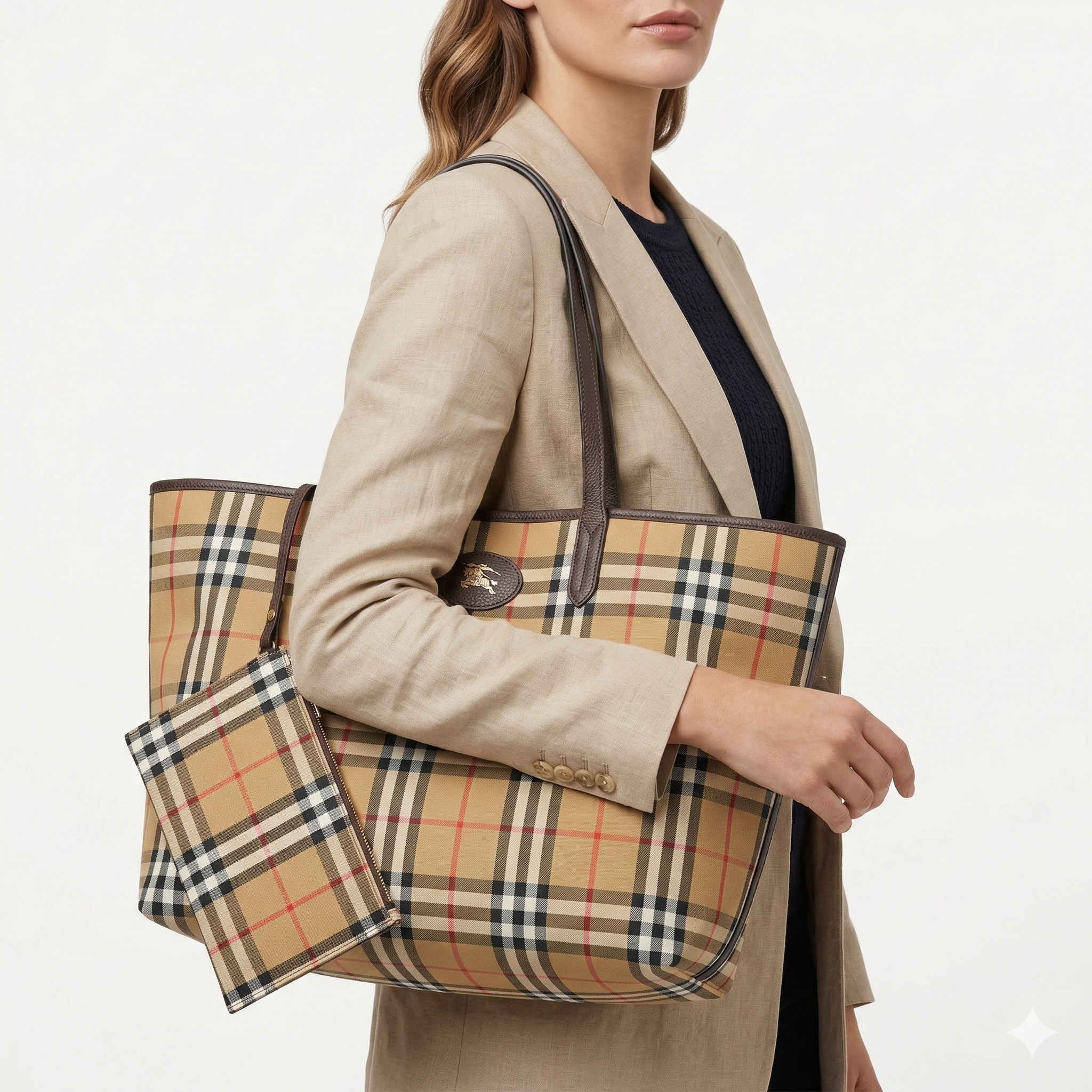 RURBERRY Beige & Brown Tote 👜 Classic Chic Style