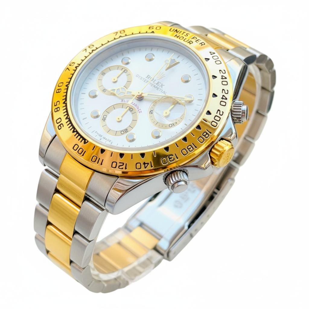 Rolex-Style Two-Tone Gold & Silver Chronograph Watch 👑🌟⌚️