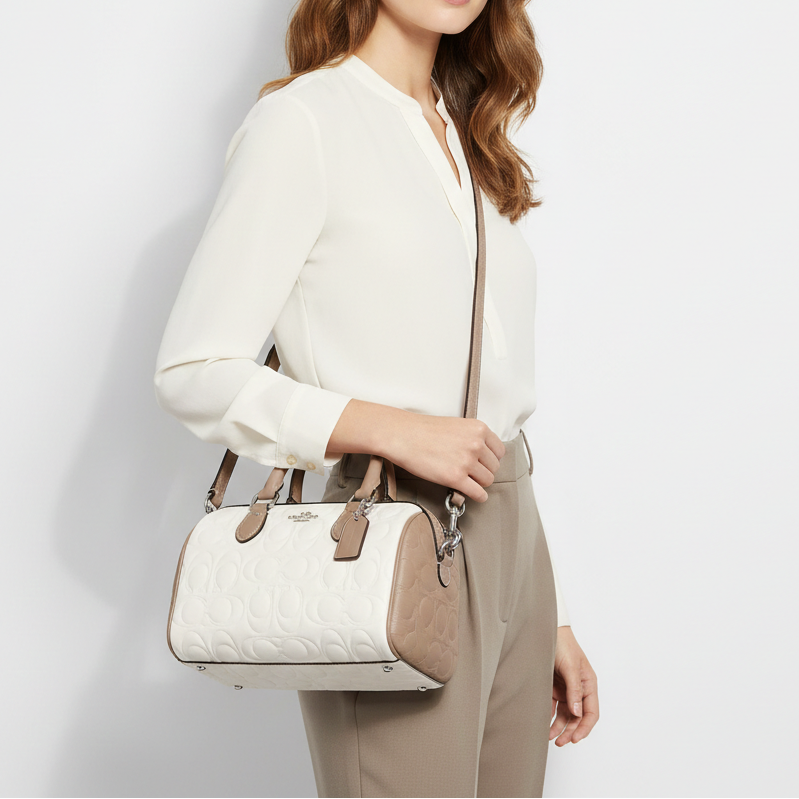 Coach Rowan Satchel in Quilted Signature Leather 👜🤍✨