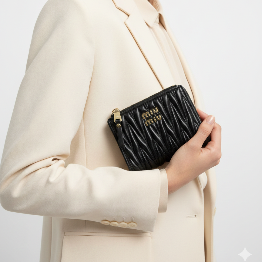 Miu Miu Matelassé Nappa Leather Small Wallet 🖤✨👝