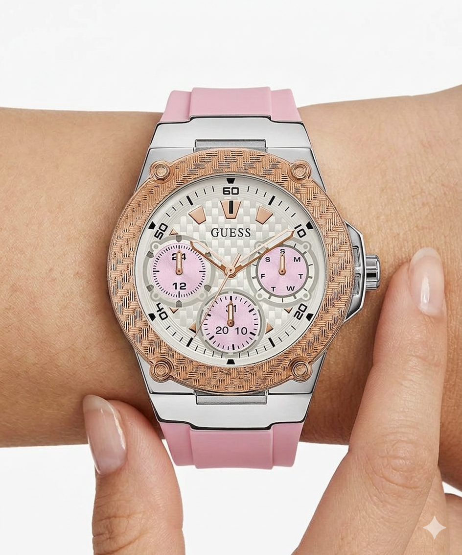 GUESS Multi-Function Sport Watch with Textured Bezel ⌚✨💖