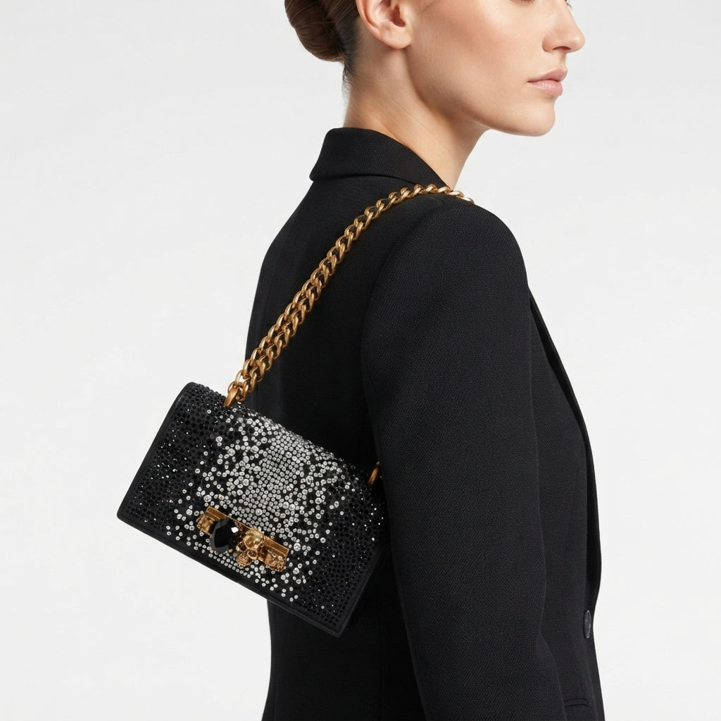 Alexander McQueen Crystal Skull Knuckle Duster Clutch