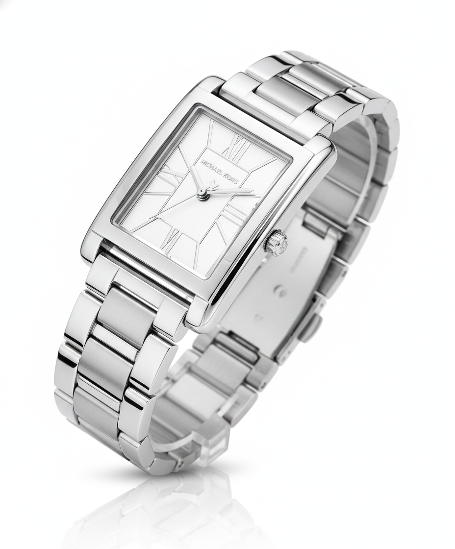 Michael Kors Silver-Tone Rectangular Dial Watch ⌚️✨⬜