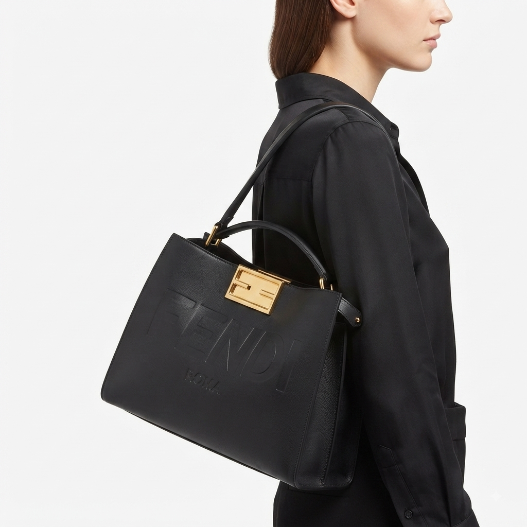 Fendi Roma Handbag with Gold-Tone Hardware