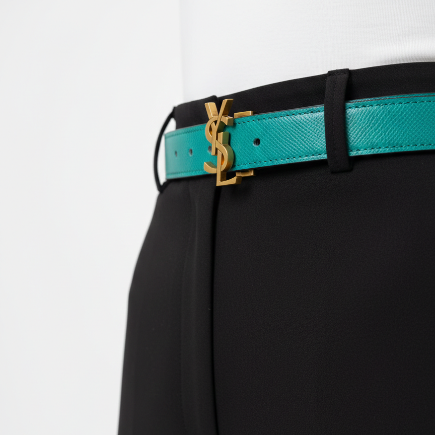 Yves Saint Laurent Opyum Double Wrap Leather Bracelet in Teal 💎✨👜