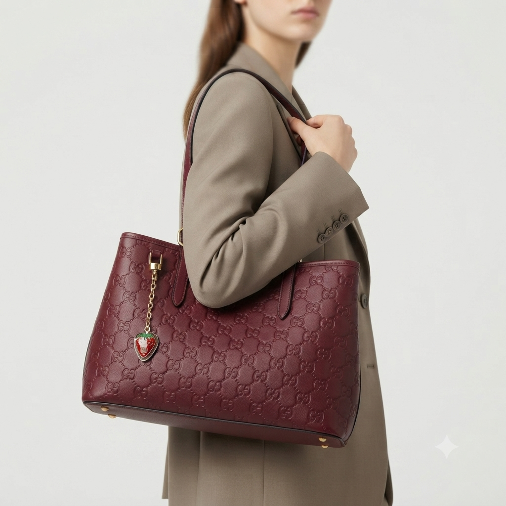 Gucci Mirror Original Embossed PU Leather Handbag 🍓👜