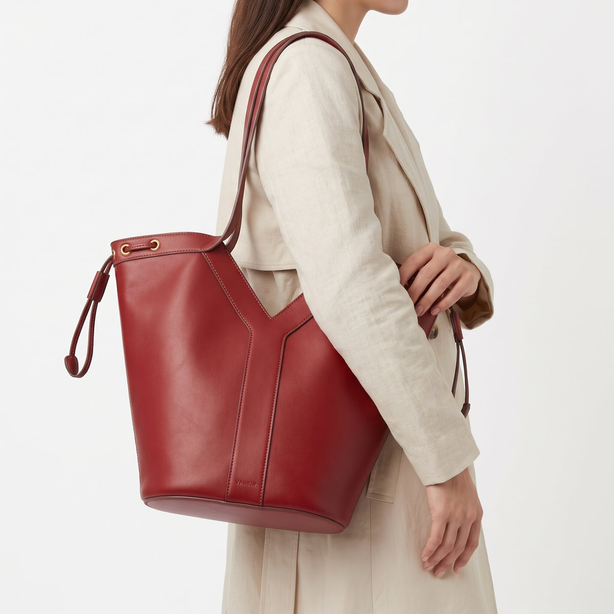 Saint Laurent YSL Sac Bdj Shoppi Leather Tote Bag
