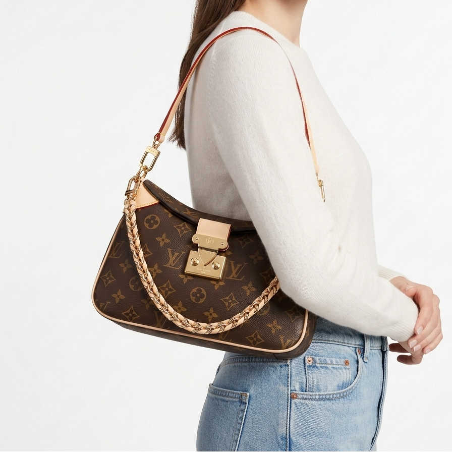 Louis Vuitton Monogram Diane Shoulder Bag with Braided Gold Chain 👜✨🤎