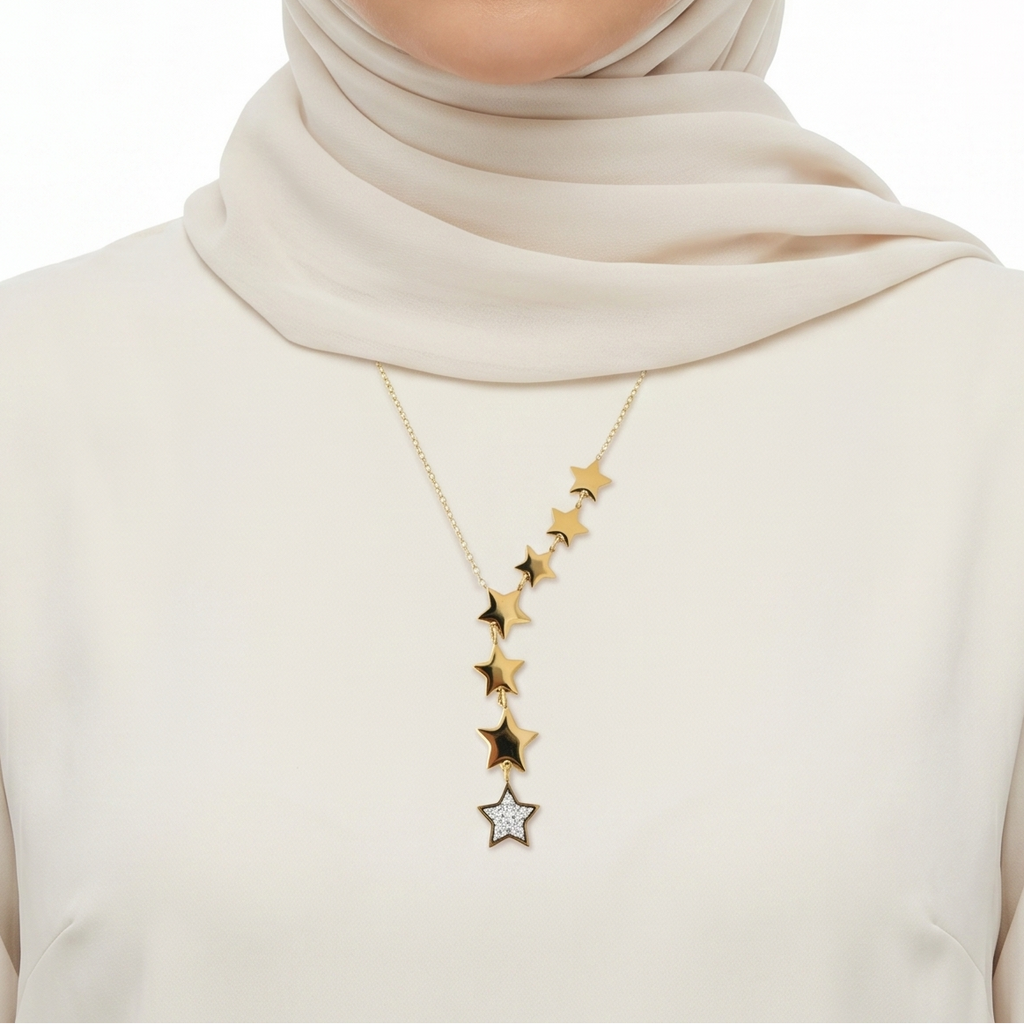 Celestial Cascade Gold Star Drop Necklace ✨🌟💫