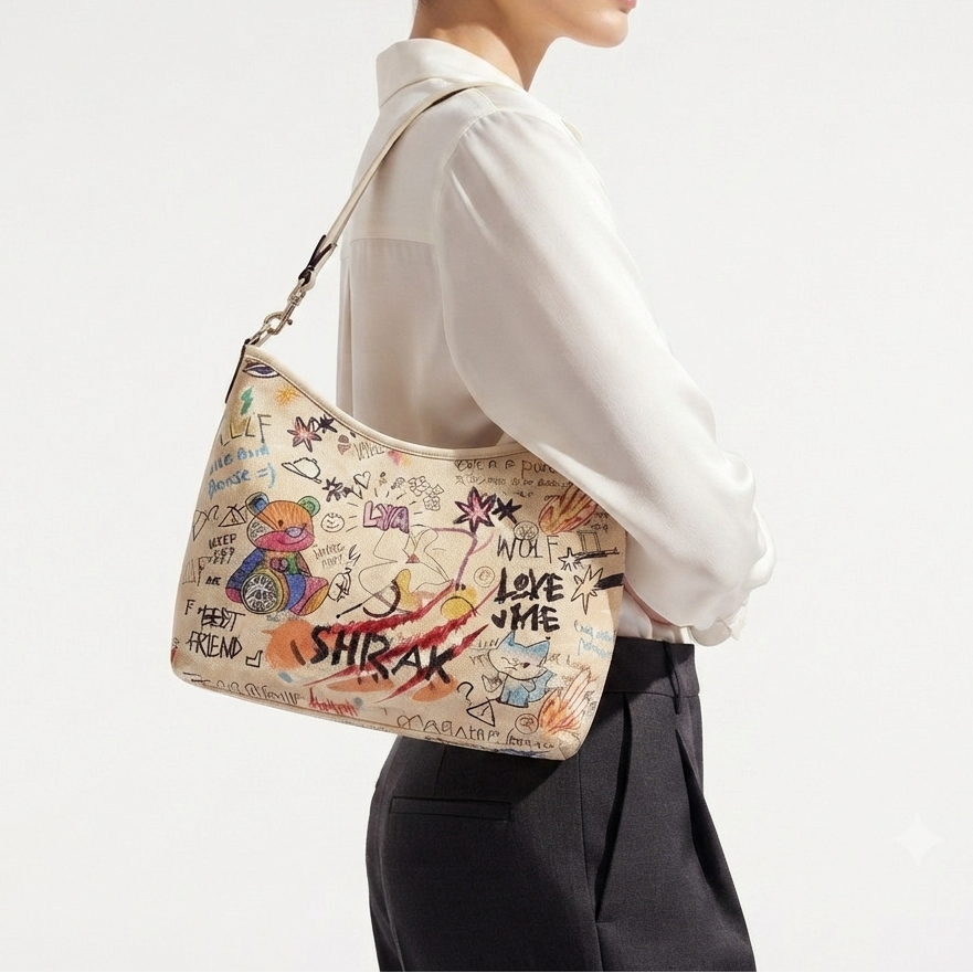 Mack Jharles Graffiti Print Artistic Shoulder Bag