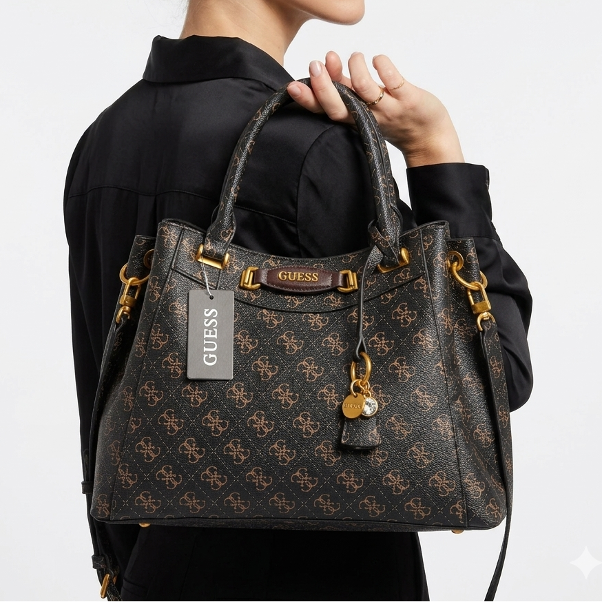 GUESS Chic Carryall: Black, Brown, Gray 👜🖤🤎