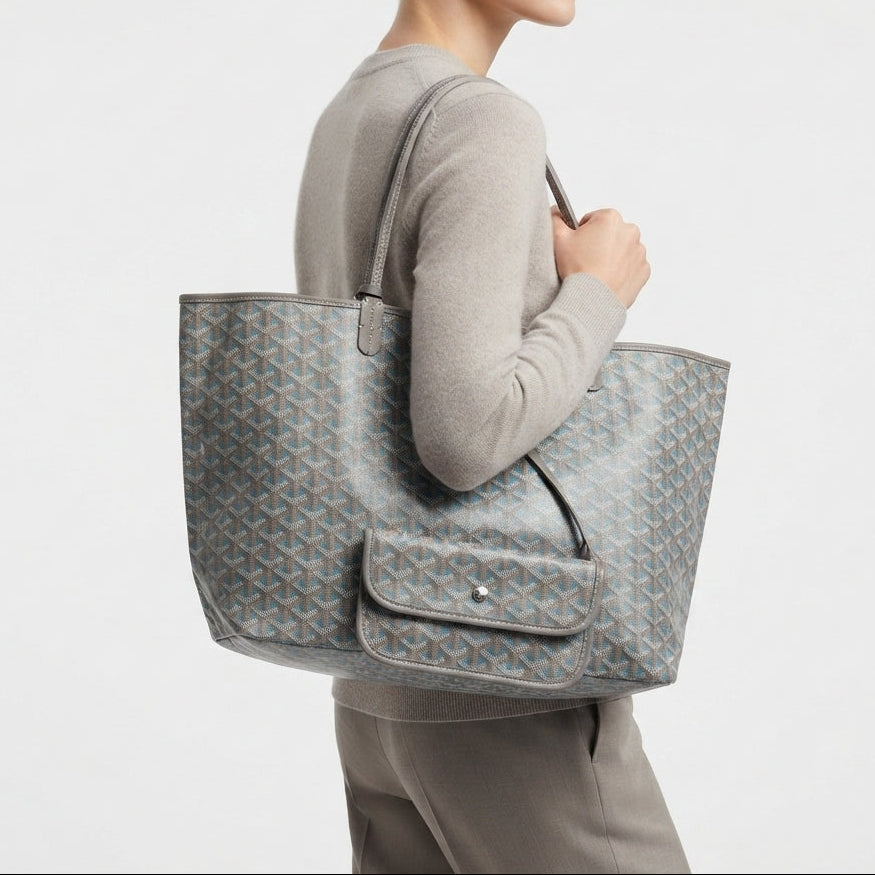 Go Yard Geometric Print Double Face Tote Bag with Pouch