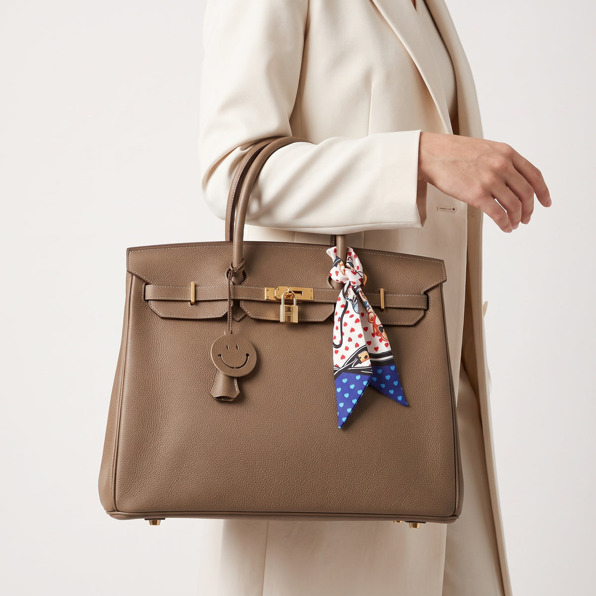 Taupe Genuine Leather Hand Carry Satchel