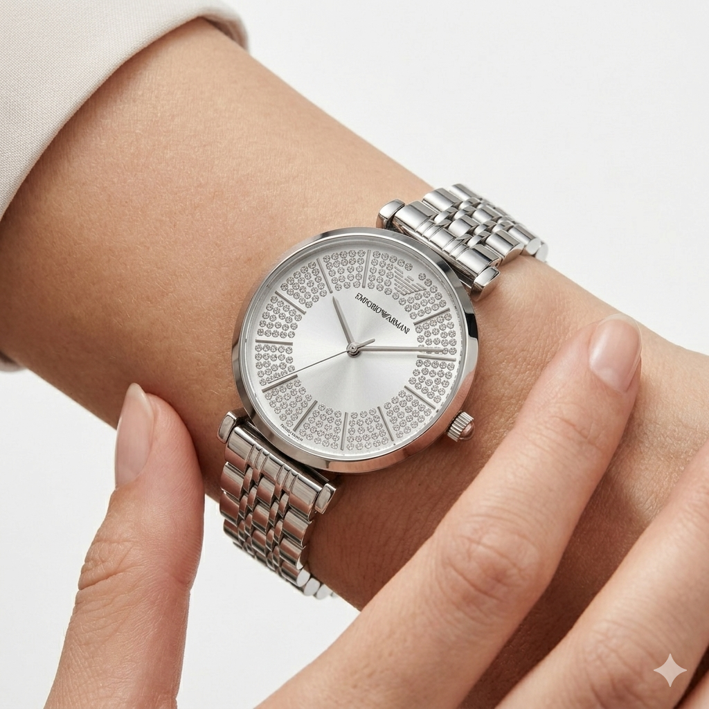 Emporio Armani Silver-Tone Stainless Steel Watch ⌚✨