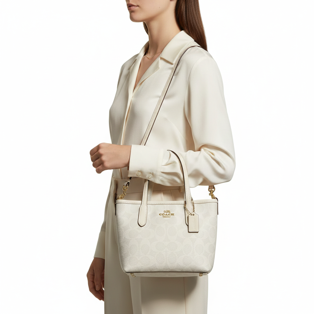 Coach Mini Mollie Tote in Signature Canvas Chalk  👜✨🤍