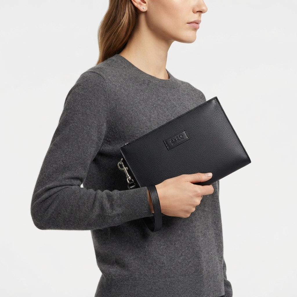 Gucci Monogram Black Clutch with Detachable Strap