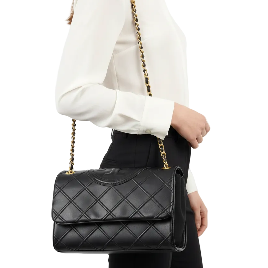 Tory Burch Quilted Fleming Convertible Shoulder Bag 🖤✨👜