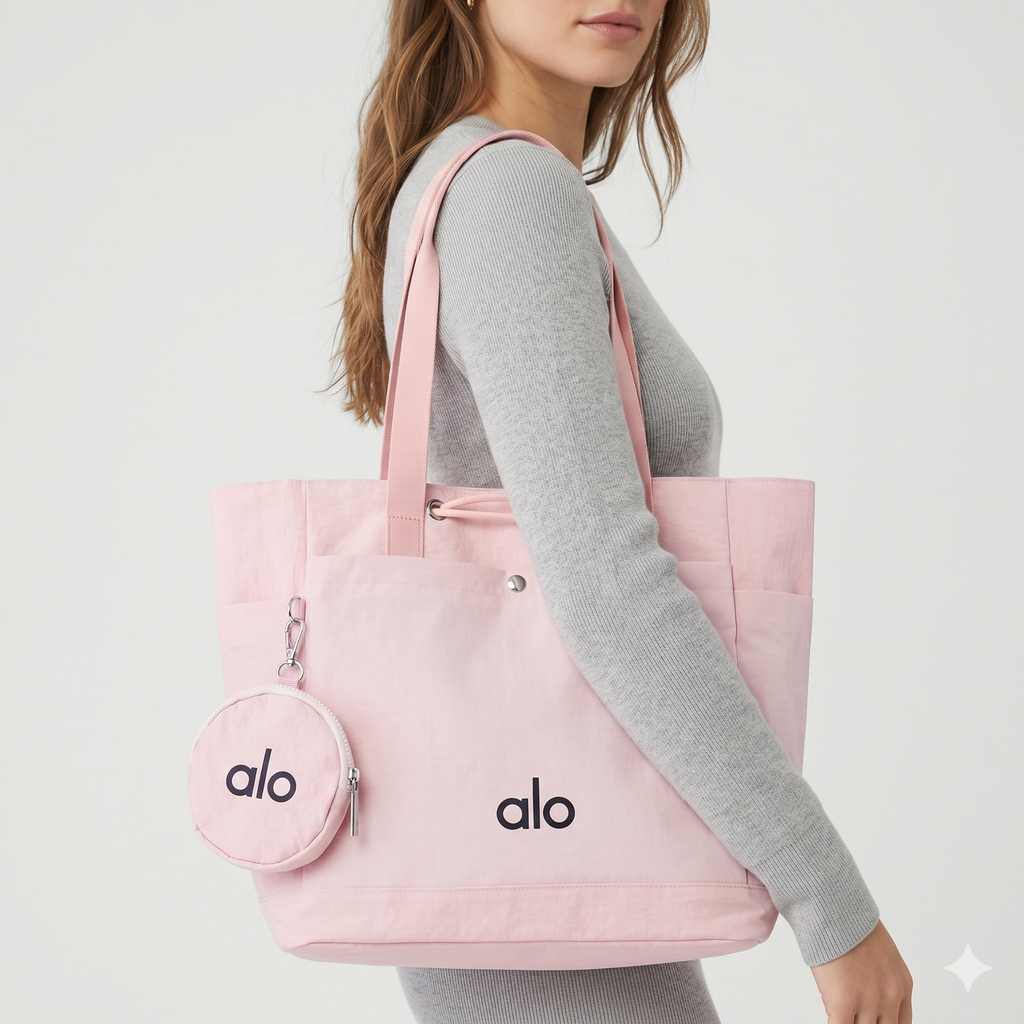 Alo Yoga Pink Tote Bag with Pouch 🌸👛🎀