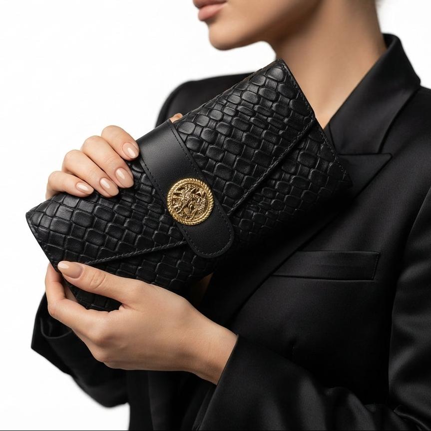 Louid Dennis Woven Texture Black 3-Piece Wallet Gift Set