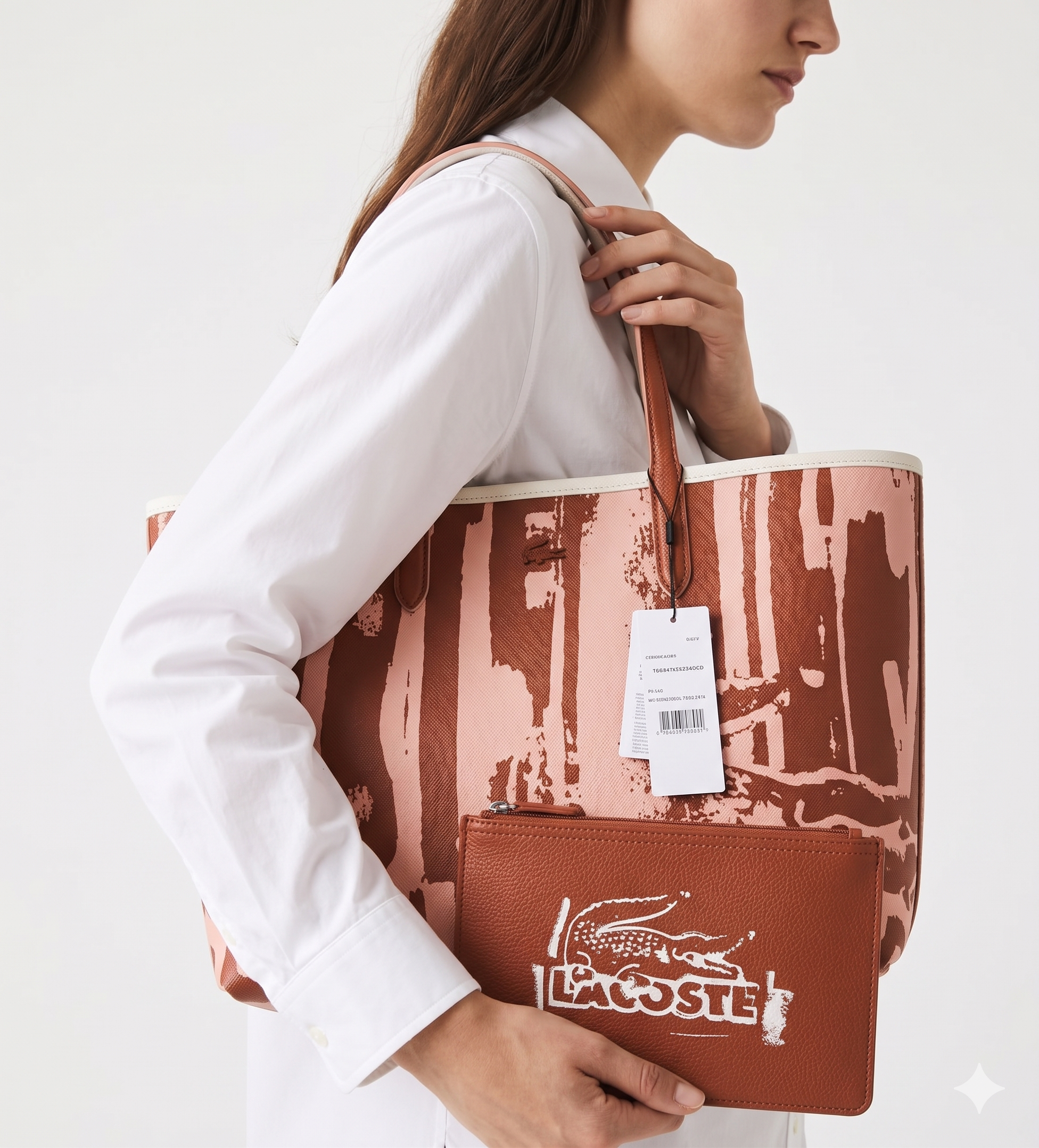 Lacoste Mirror Bag + Pouch: Reversible Leather Tote 🐊