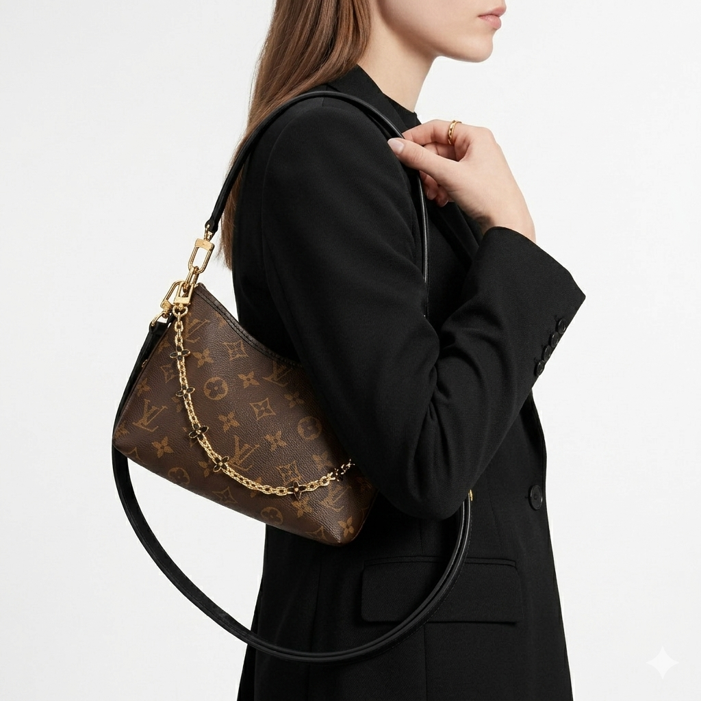 Louis Vuitton Monogram Boulogne Handbag with Gold-Tone Chain 👜✨🤎