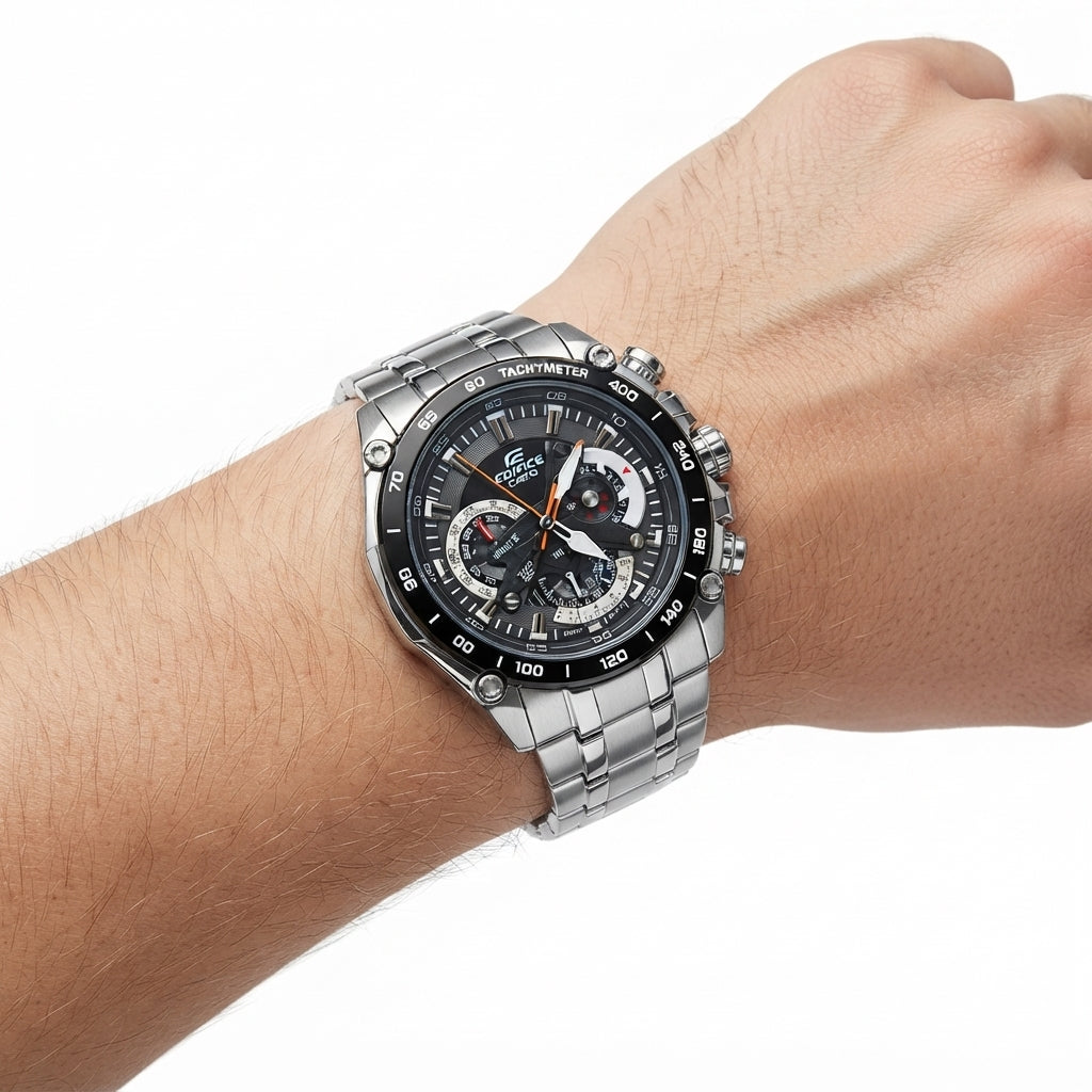Casio Edifice Stainless Steel Chronograph Watch with Tachymeter