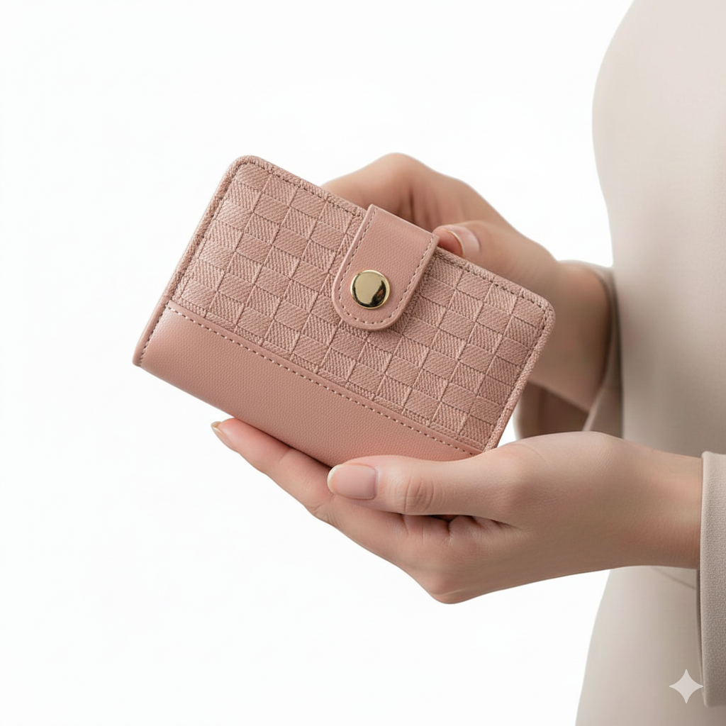 Elegant Blush Pink Woven Texture Bifold Wallet 🌸✨💼