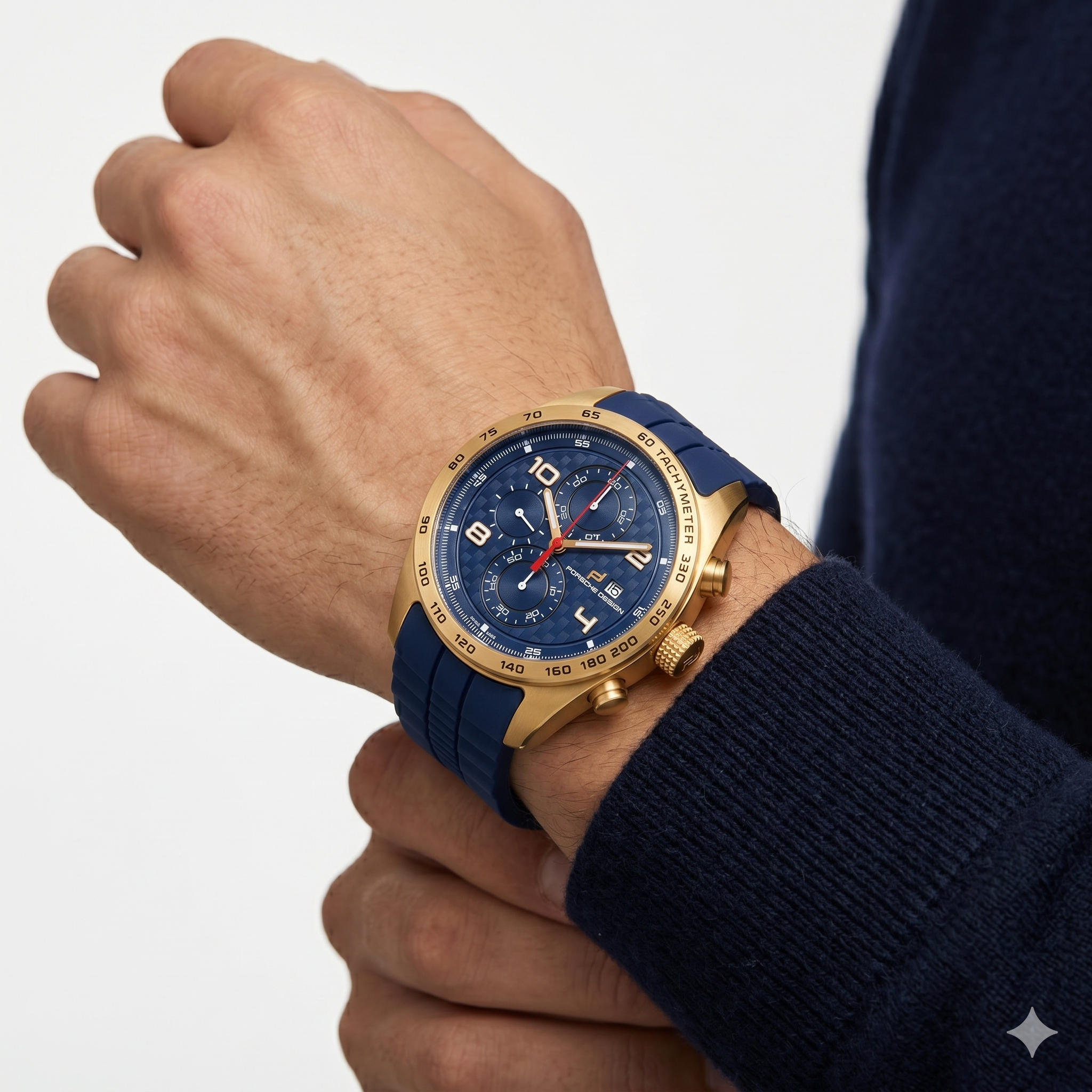 Porsche Design Men's Blue Rubber & Gold-Tone Watch ⌚🔵🏆
