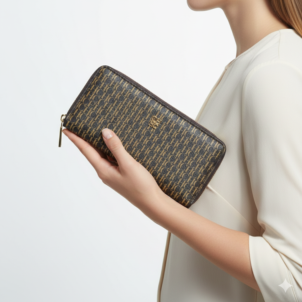 Carolina Herrera HC Monogram Zip-Around Continental Wallet 👜✨🤎
