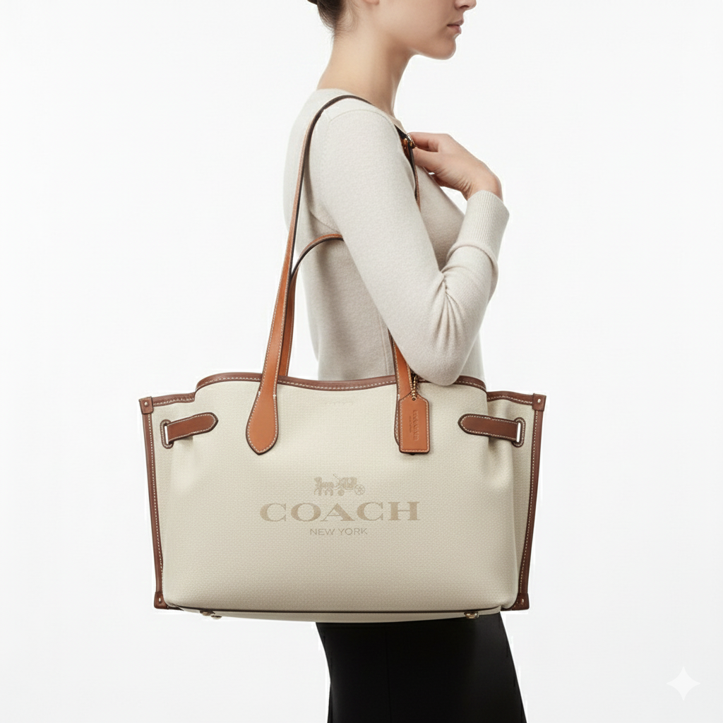 Coach New York Canvas and Leather Horse & Carriage Tote Bag 👜✨🐎