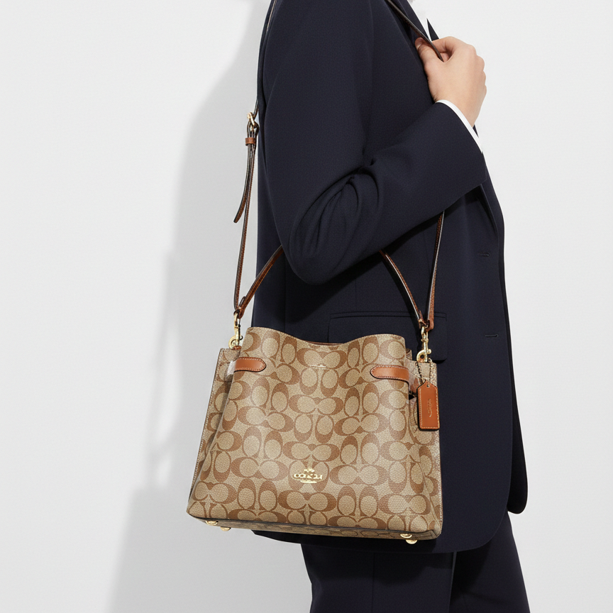 Coach Signature Monogram Willow Bucket Bag 👜✨🤎