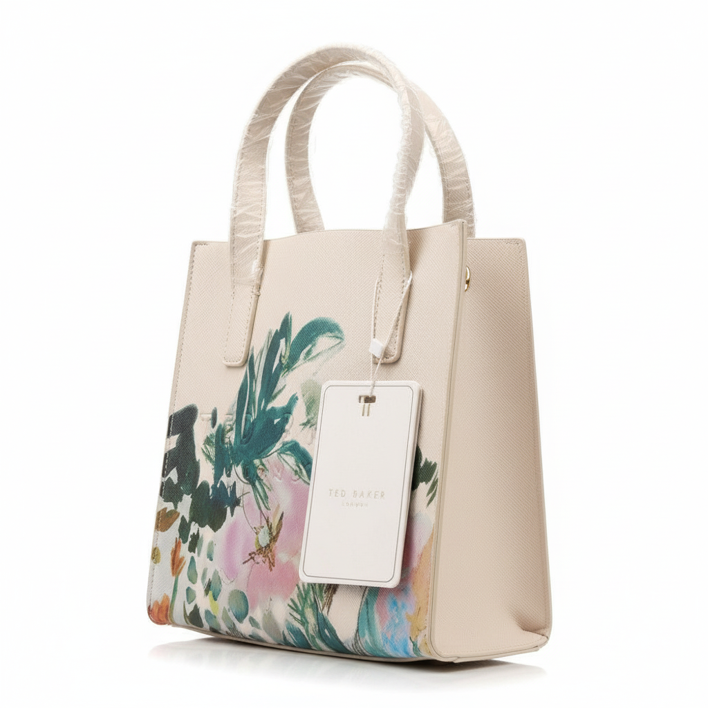 🌿 Ted Baker London Saffiano Mini Tote Abstract Floral 💐✨🤍