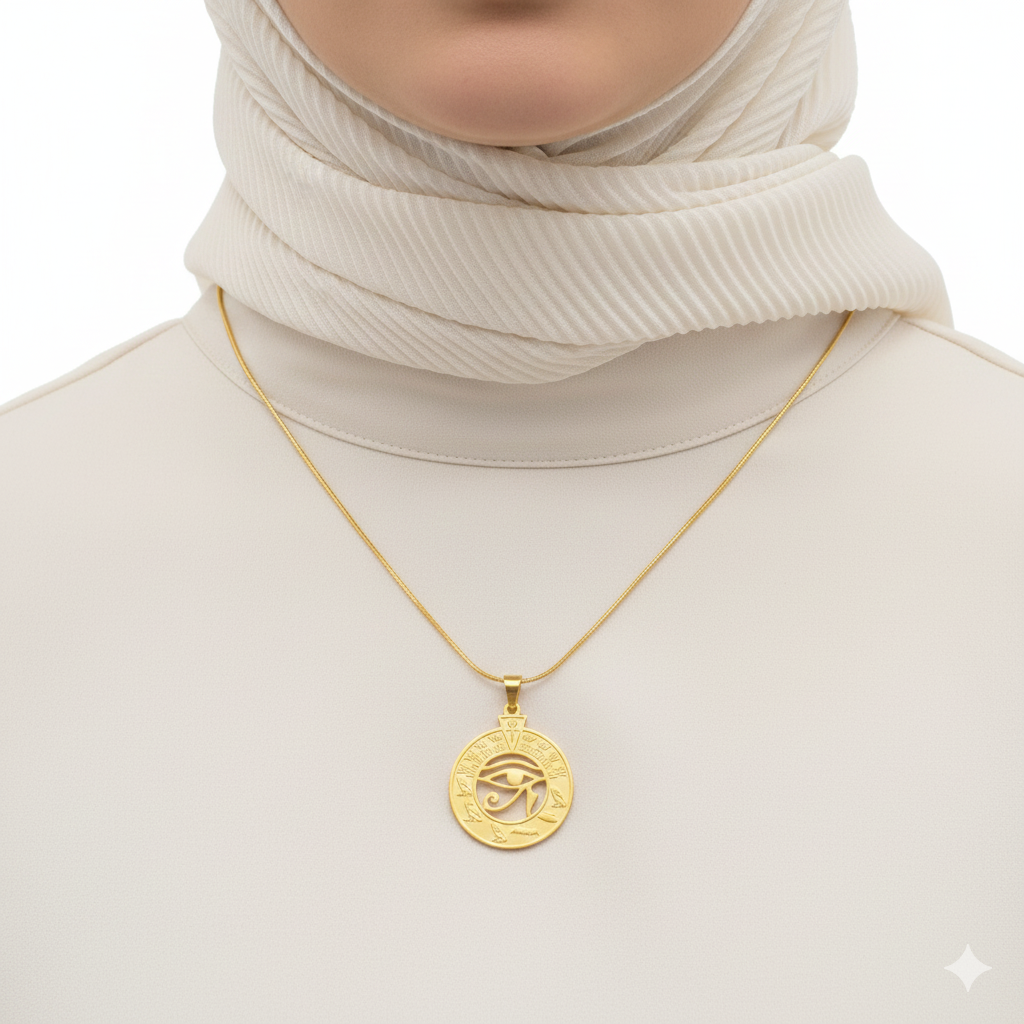 Ancient Egyptian Eye of Horus Gold Medallion Necklace ✨👁️🔱