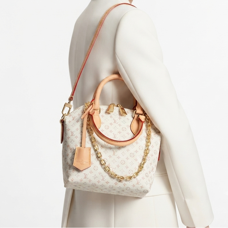 Louis Vuitton Monogram Canvas Handbag with Gold Chain Strap