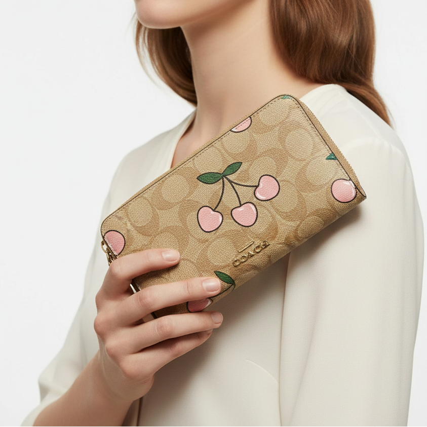 Coach Signature Canvas Cherry Print Wallet and Card Case Gift Set 🍒👜✨