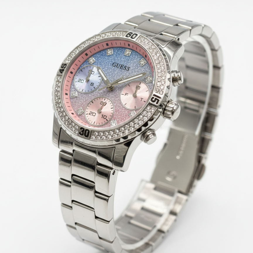 GUESS Crystal Bezel Ombré Chronograph Watch 💎✨💗