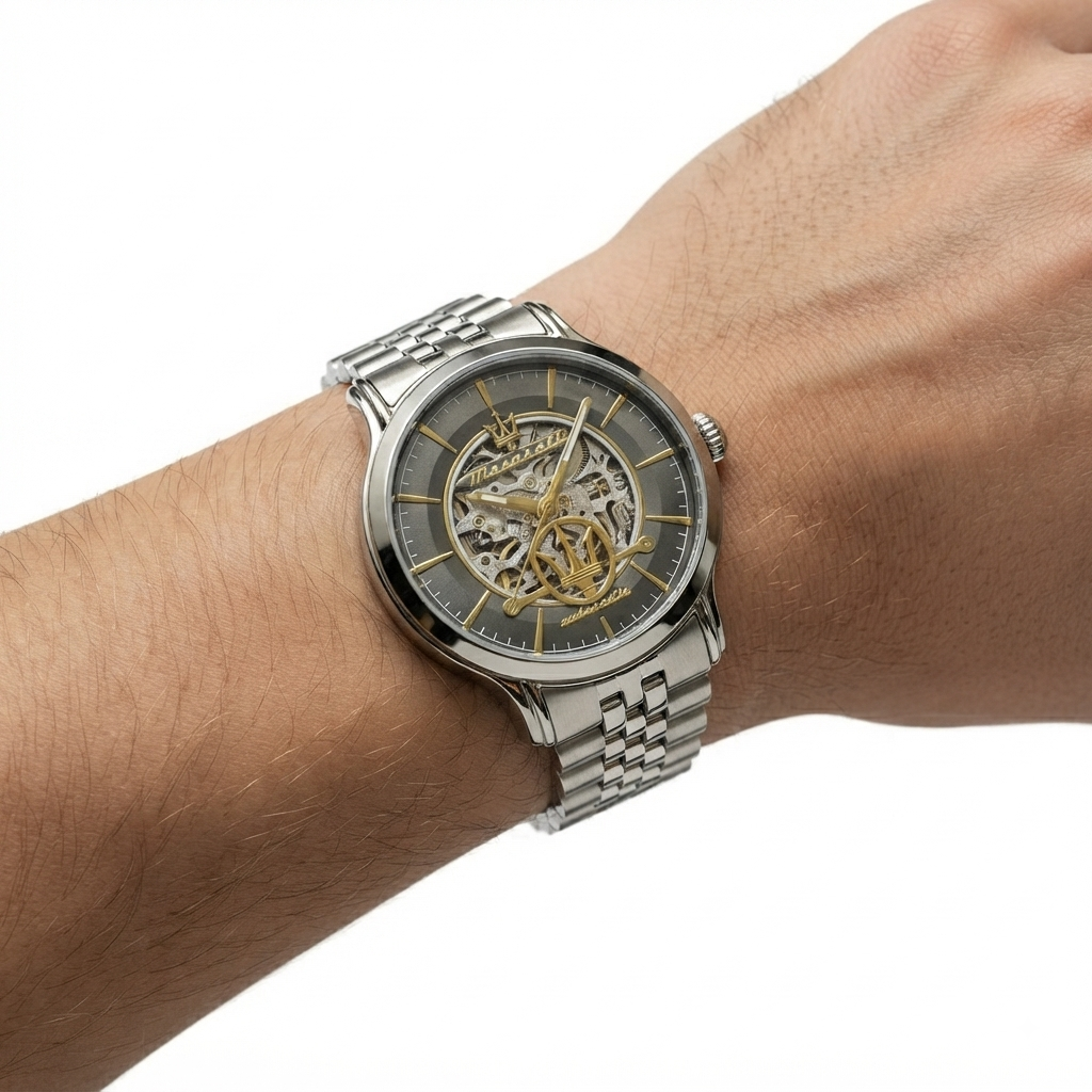 Maserati Epoca Automatic Skeleton Watch with Gold Tone Accents