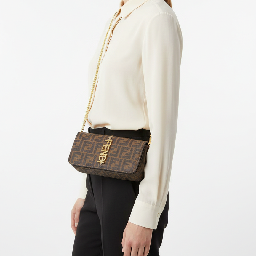 Fendi Monogram Chain Crossbody Bag 👜✨🤎