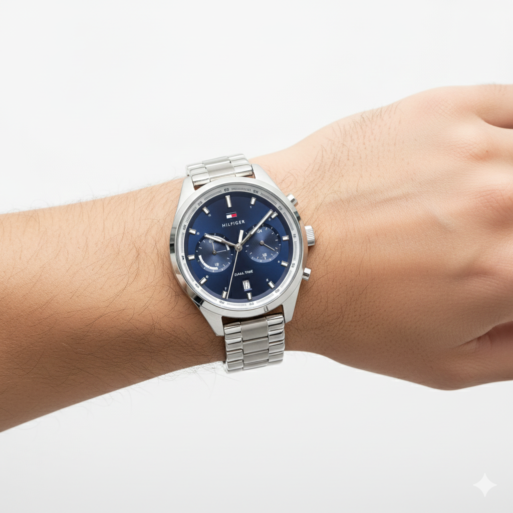 Tommy Hilfiger Dual Time Stainless Steel Watch ⌚️🏙️💙