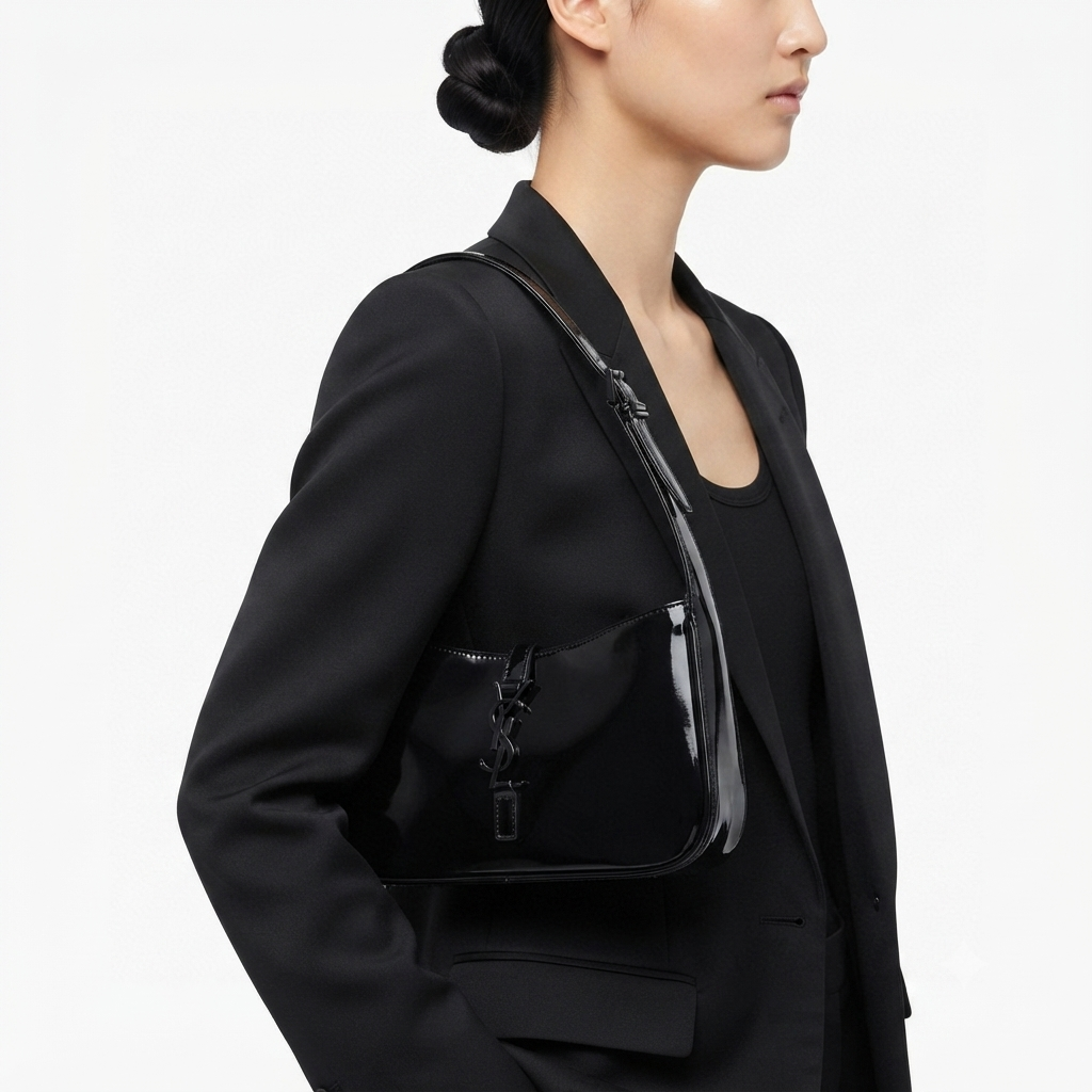 Saint Laurent Patent Leather Shoulder Bag in Black ✨👜