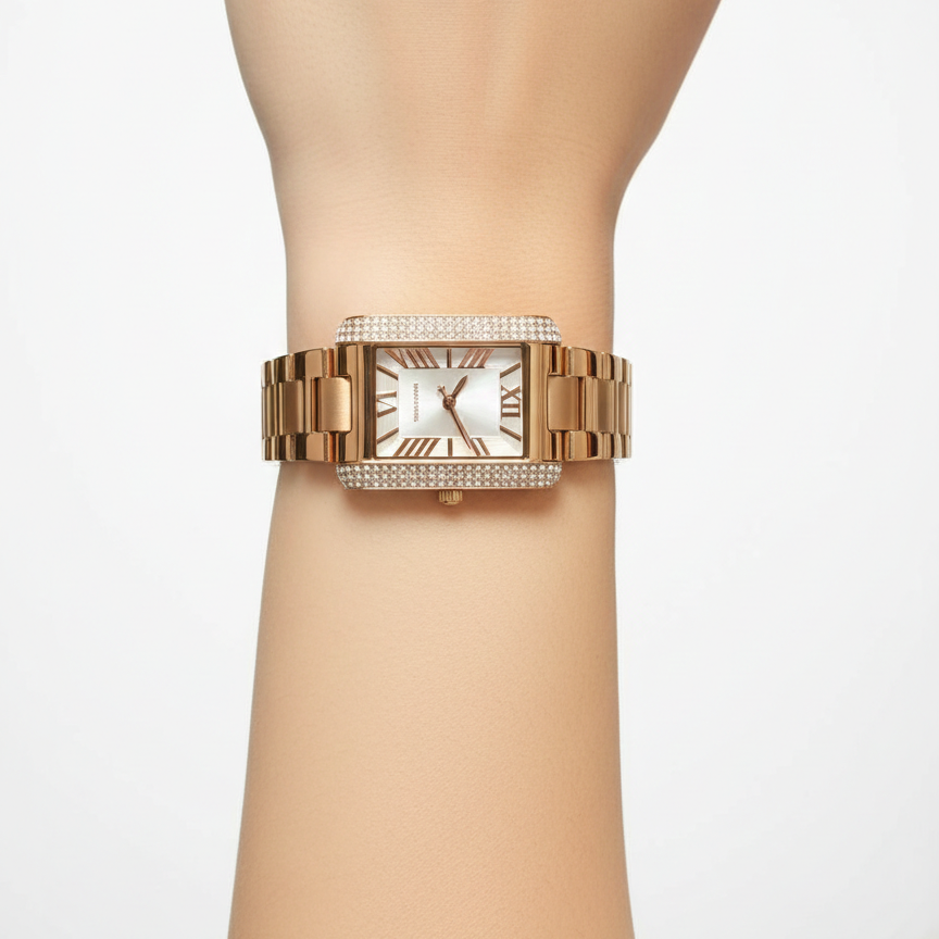 Michael Kors Rose Gold-Tone Emery Pave Tank Watch ⌚✨💖