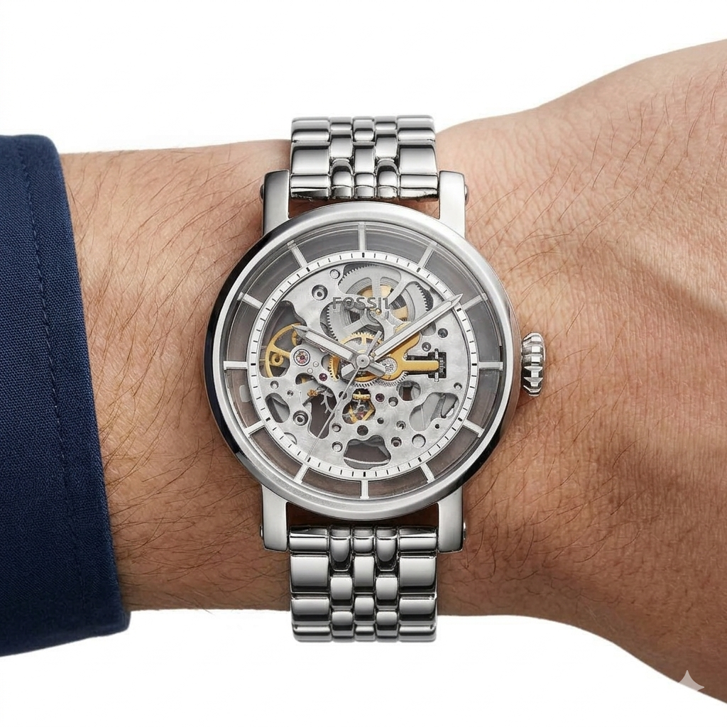 Fossil Automatic Silver Stainless Steel Men's Watch ⚙️⌚️✨