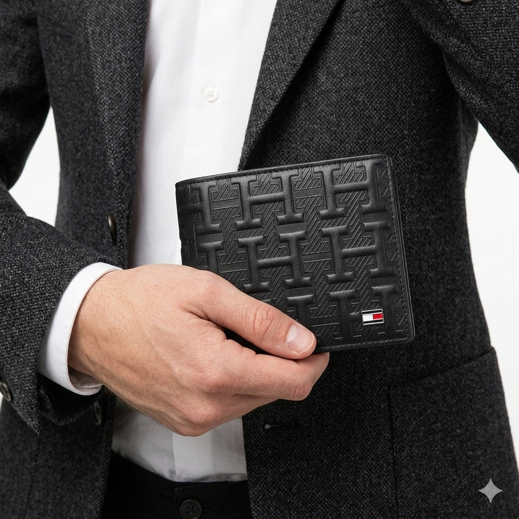 Tommy Hilfiger Black Leather Bifold Wallet 🖤💼